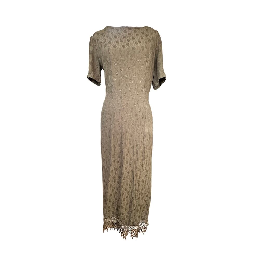 Vintage khaki green maxi dress